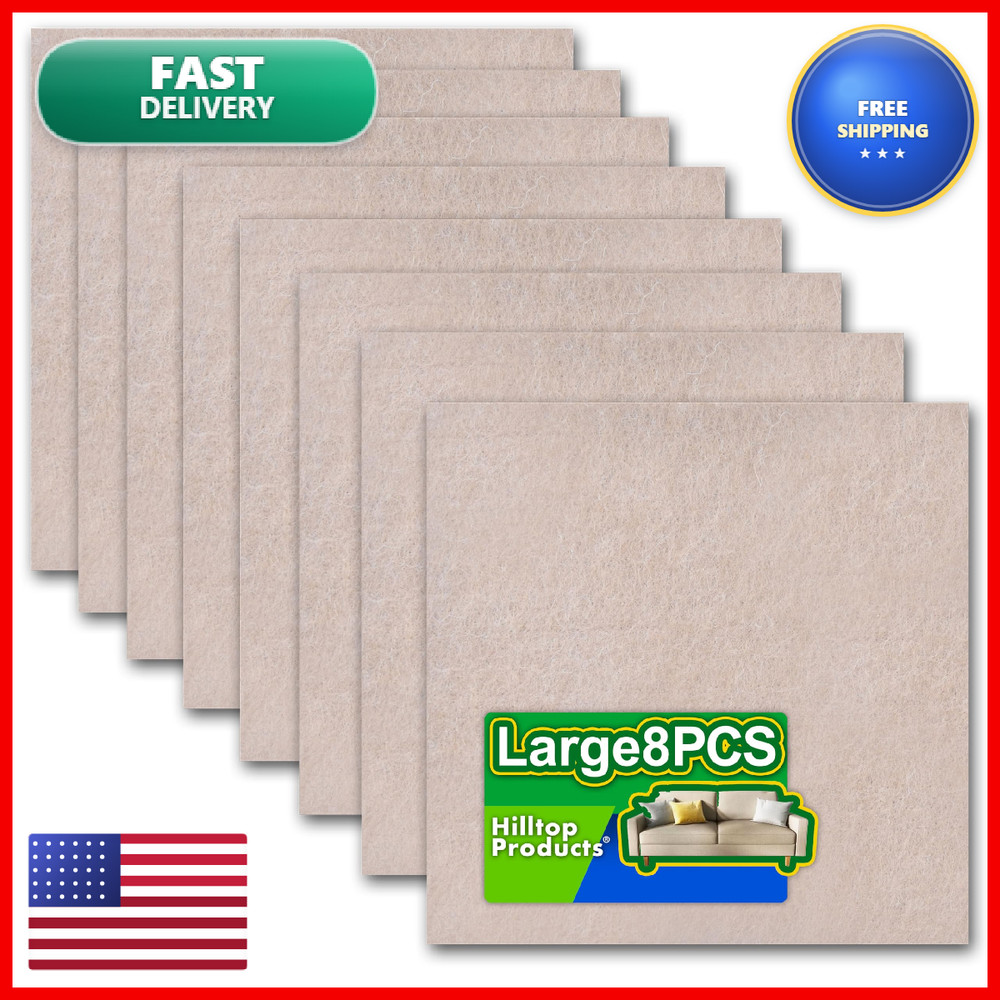 Hilltop Products 8 – Adhesive Square Furniture Felt Pad Surface Protector