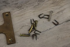Vintage Mixed Hardware Lot Brass Mounting Bracket Screws Clips Misc Parts