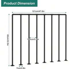 Deck Railing Kit – Metal Guard Rail With Right-Angle Connectors, Black