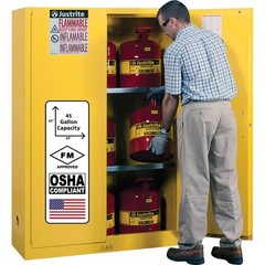 Justrite 45 Gallon Manual Close Flammable Storage Cabinet, 18 Gauge Steel, 2 …