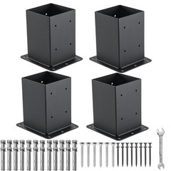 4×4 Post Base, 4 Sets Post Anchor, (Inner Size 3.6″x3.6″) Black Metal -Coated…