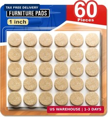 Ansible 60 PCS Felt Furniture Pads 1″, Felt Pads for Chair Leg Floor Protectors