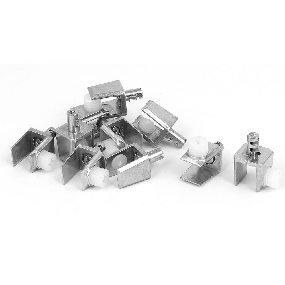 4mm-8mm Thick Adjustable Rectangle Glass Shelf Clamp Clip Support Bracket 10Pack