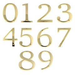 Polished Brass Metal 4″ Flush House Address Numbers, Bold Readable Font