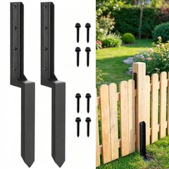 Aturalux Fence Post Repair Kit, 2 Pcs Heavy Duty Steel One-Piece Metal Anchor…