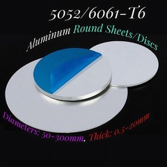 5052/6061-T6 Aluminum Round Sheets/Discs – Diameters: 50-300mm, Thick: 0.5-20mm