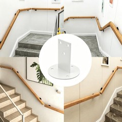 White Handrail Bracket Heavy Duty Stainless Steel Stair Railing Mount 2 PCS