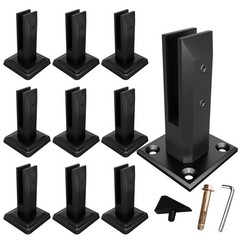 Black Glass Railing Spigot, 10 Pack, Heavy Duty Glass Clamp Post, 304 Stainless