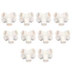 White 10 Pcs PVC Pipe Fitting 20mm 5 Way Right Angle 3 Dimensional Elbow