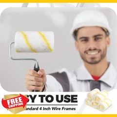 Pinkunn 48pk 4″x3/8″ Microfiber Roller Covers Yellow White