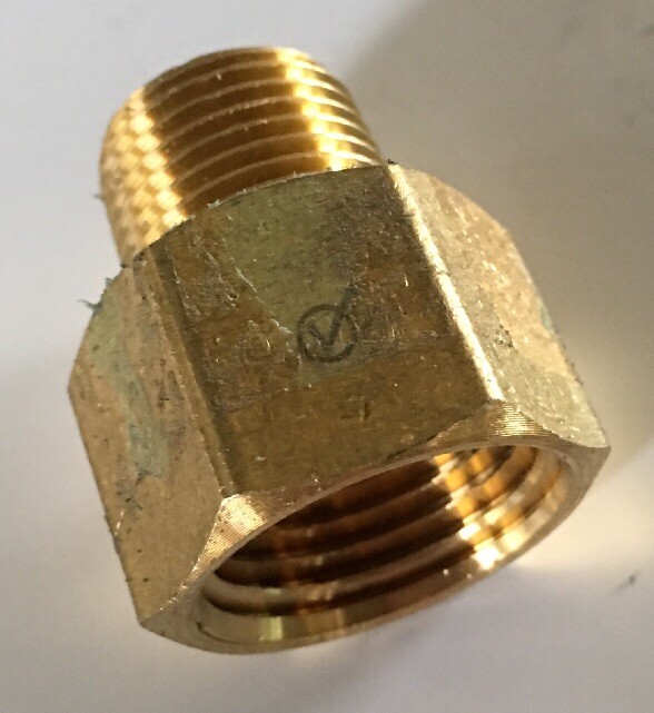 JMF 1/2 in. Dia. x 3/8 in. Dia. FPT To MPT Yellow Brass Reducing Coupling