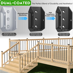 50 Pcs Heavy-Duty ADC-12 Aluminum 2X4 (Actual 1 ½” X 3 ½”) Deck Railing Bracket