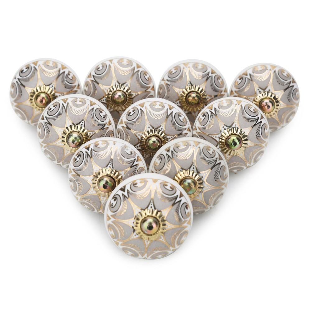 Cabinet Knobs Boho Grey Ceramic Dresser Pull Handle Kitchen Assorted Gray