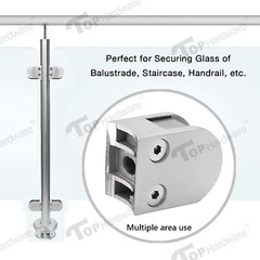 Stainless Steel 1-5/8″ Round Back Glass Clamp for 3/8″ – 1/ 4″ Glass – 4 Pack