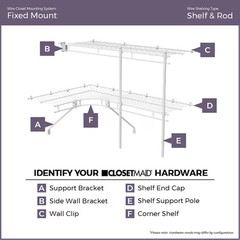 ClosetMaid Fixed Mount White Steel Fixed Mount Bracket