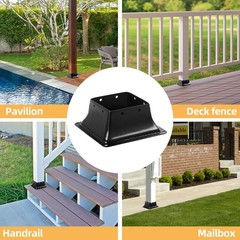 4×4 Post Base 2pc, Inner Size 3.7″x3.7″, Heavy Duty Powder-Coated, for Deck R