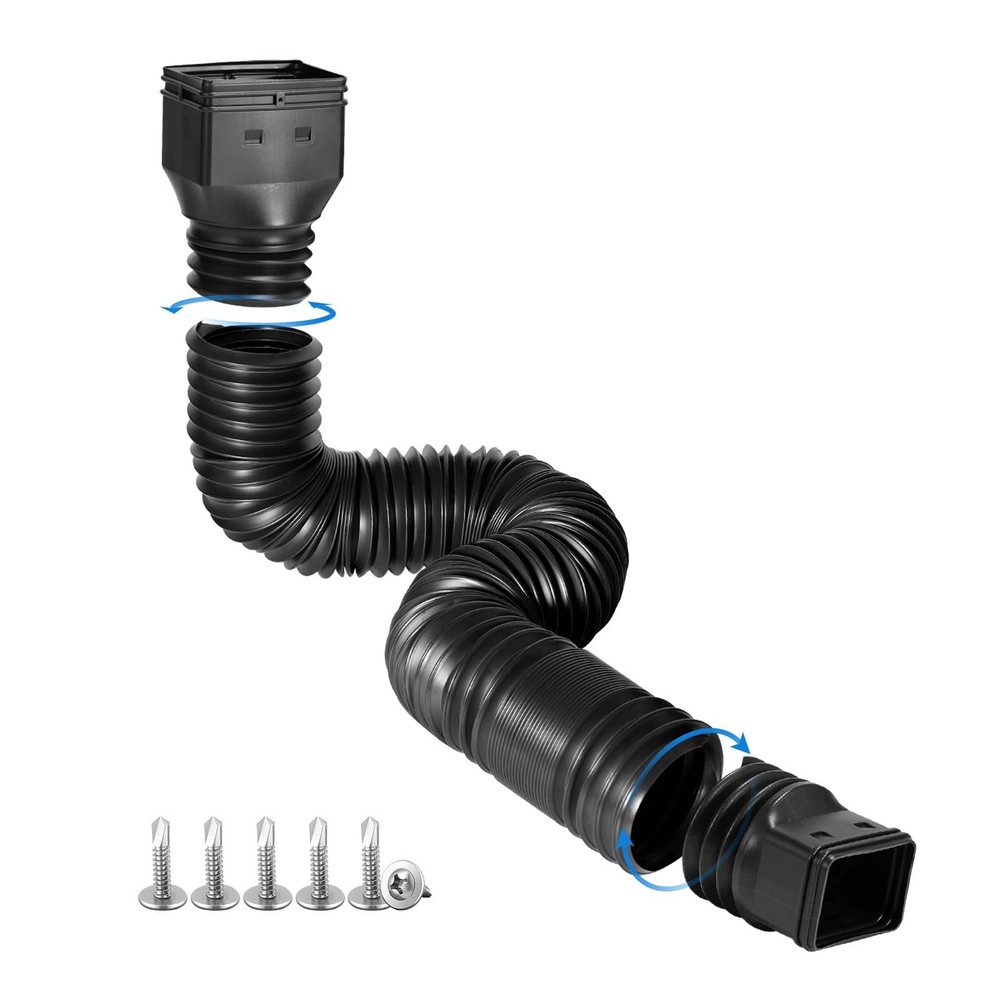 Black 1-Pack Rain Gutter Downspout Extensions Flexible, Drain Downspout Extender