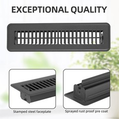 Floor Register 2×12, Heavy Duty Steel Walkable Floor Vent Covers, Air Vent Co…