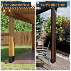 4×4 Post Base 4 Pcs, (Inner Size 3.6″x3.6″) Post Brackets, Heavy Duty Black M…