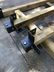 14pc PostHugger™ Firewood Cradle Log Rack Bracket Set For 4×4 Posts – 1/8″ Steel
