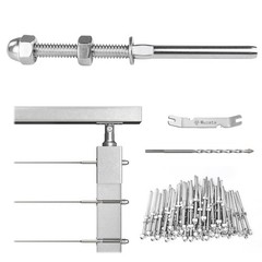Muzata 60 Pack 1/8″ Cable Railing Hardware For 2"x2" Post, Silver