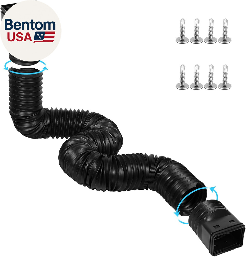 11.5Ft Long Gutter Downspout Extensions Flexible, 4″ Diameter Drain Downspout Ex