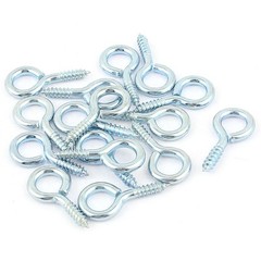 Garden Wire Metal Screw Eye Hook 30mm Length Light Blue 16pcs