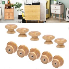 20Pcs Unfinished Wood Drawer knobs Pulls Finished, 33mm Round Mushroom Brown
