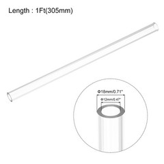 2pcs Clear Rigid Tubing Pipe 12mm ID x 18mm OD 305mm Plastic Tube