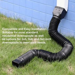 Black 1-Pack Rain Gutter Downspout Extensions Flexible, Drain Downspout Exten…