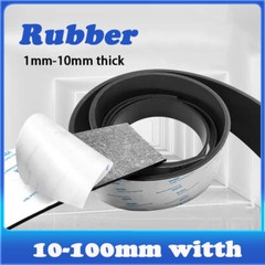 Self Adhesive Backed Seal Rubber Strip 10~100mm width 1M Length 1~10mm Thick