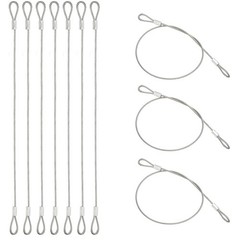 10 Pcs Dia. 1.5mm 16″ Long Stainless Security Ropes with Double Loops, Silver