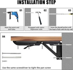 24 Inch Heavy Duty Folding Shelf Brackets 2 Pcs Metal Collapsible Triangle