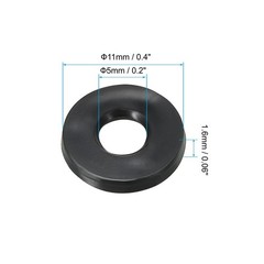 PATIKIL M5 Rubber Flat Washer, 100 Pack 5mm ID 11mm OD 1.6mm Thick 5x11x1.6mm