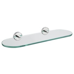 JQK 16×5″ Chrome Tempered Glass Bathroom Shower Storage Shelf, 304 SS