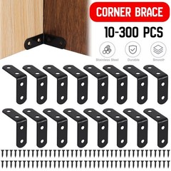 Lot L-Shaped Bracket Corner Brace Silver Stainless Steel Right Angle w/ Screws