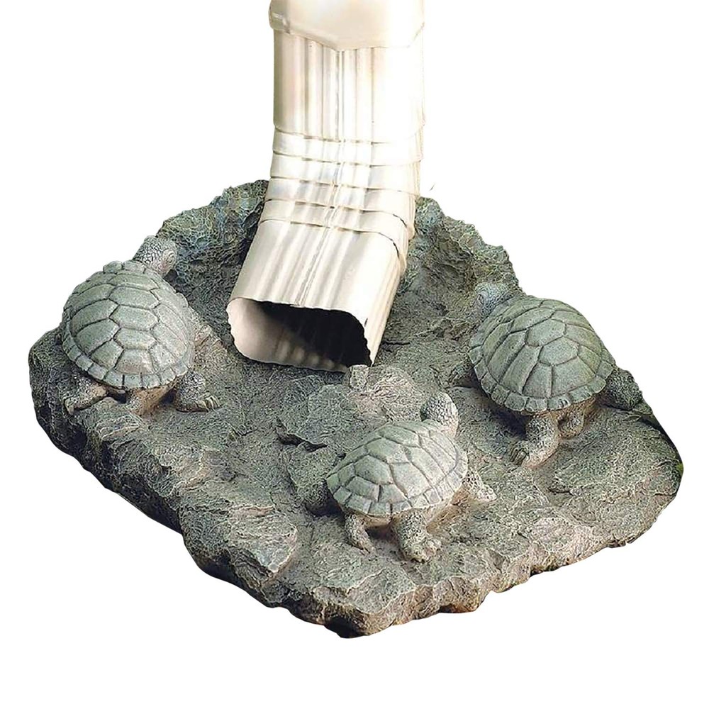 SAGEFINDS Turtle Gutter Downspout Splash Block, Decorative 15″ x 12″, Stone