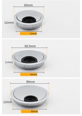 35mm-80mm PC Desk Metal Grommet Table Cable Tidy Wire Hole Cover Chrome Brush