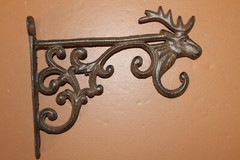 Stag Head Shelf Board Holder Bracket, Rustic Brown Cast Iron, B-15
