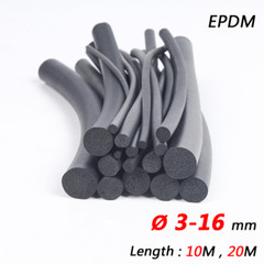 EPDM Foam Rubber Window Door Round Seal Cord Strip Ø 3-16mm Length 10M 20M Black