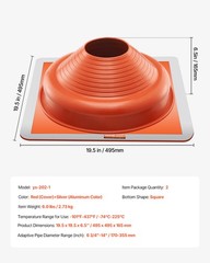VEVOR 2 Pcs Roof Pipe Flashing Boots Fit 6-3/4″ – 14″ Pipe High Temp Silicone
