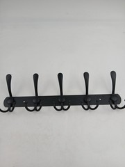 Wall Mounted Coat Rack Matte Black Metal 5 Triple Hooks Hat Coat Entryway Rail