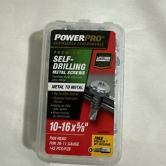 Power Pro Metal Screws, Self-Drilling, Pan Head, 10-16 x 5/8-In., 142-Ct.