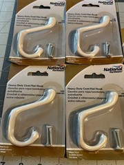 NOS 5-PACK lot National Hardware N266-049 Heavy Duty Coat clothes Hat Hook White