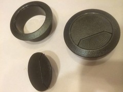2 Inch Round Black Plastic Desk Grommets Wire Managers w/ Spring loaded Cut Out