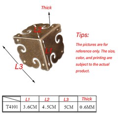 3.6cm Corner Braces Bracket Vintage Brass Angle Furniture Corner Code Protection