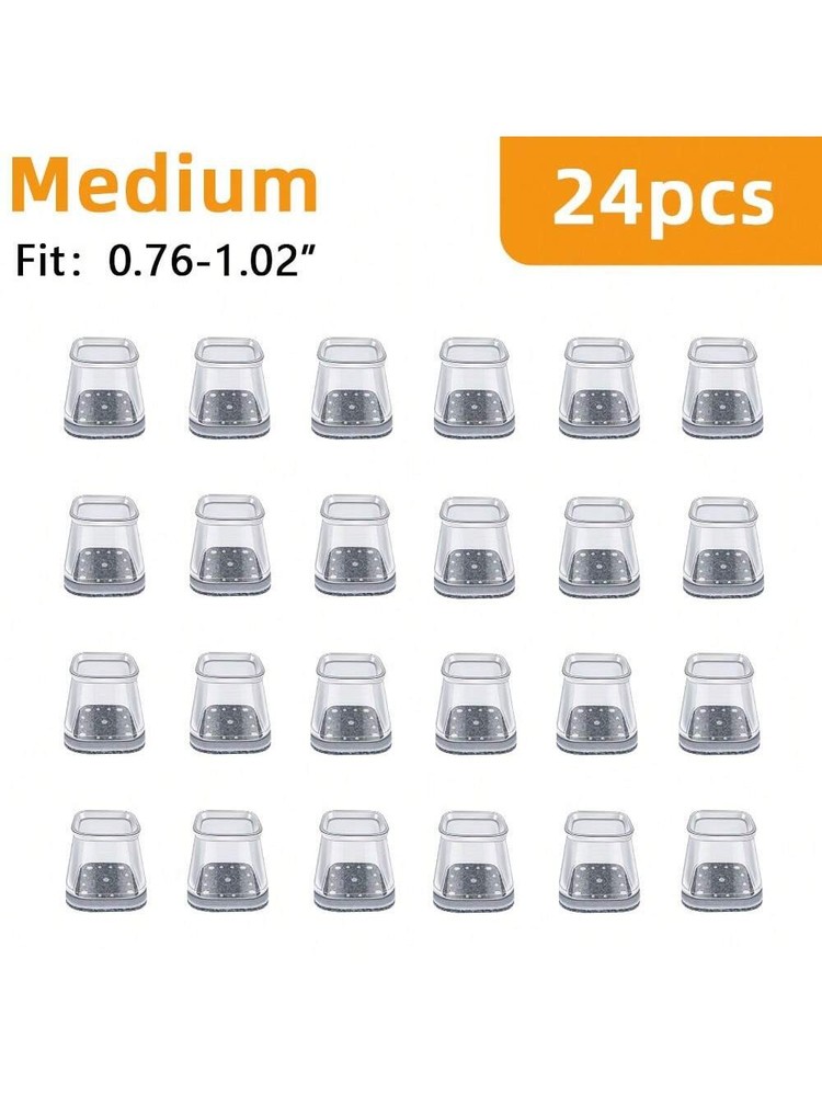 Medium 24PCS Square Silicone Chair Leg Floor Protectors For Hardwood