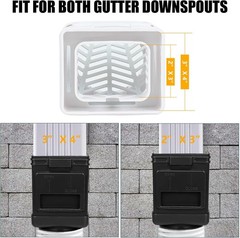 Downspout Filter, Leaf Gutter Guard, Black 2 Pk Fits 2X3 & 3X4 Drainpipe