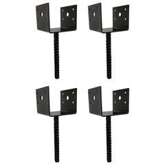 U Shaped 4×4 Deck Post Concrete Anchor Spike Fence Base, Black Powder Coated (4)