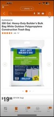 Heavy duty builder bags. 200 Gallon. 2200 pound Max. By Durasac